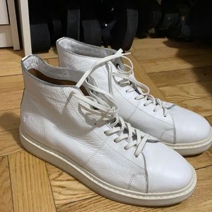 Frye White Leather Sneaker high top Size 10.5 US